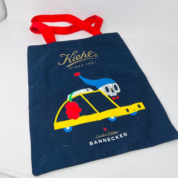 Kiehl's Limited Edition Bannecker Tote Bag Small Navy Blue Gold - Picture 3 of 4